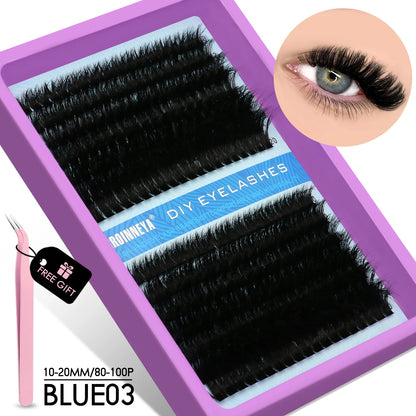 GROINNEYA 3D Faux Mink Cluster Lashes Kit - Achieve Stunning Volume with Wispy Eyelash Extensions