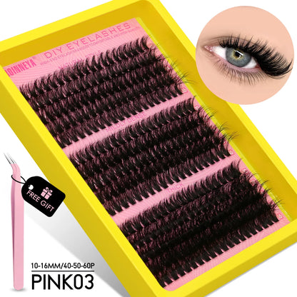 GROINNEYA 3D Faux Mink Cluster Lashes Kit - Achieve Stunning Volume with Wispy Eyelash Extensions