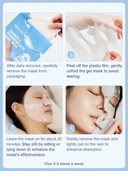 Revitalize Your Skin with Slowsunday Collagen & Hyaluronic Acid Facial Mask - Deep Moisturizing Korean Jelly Mask for Elasticity & Smoothness - Perfect Holiday Gift for Thanksgiving, Christmas & New Year