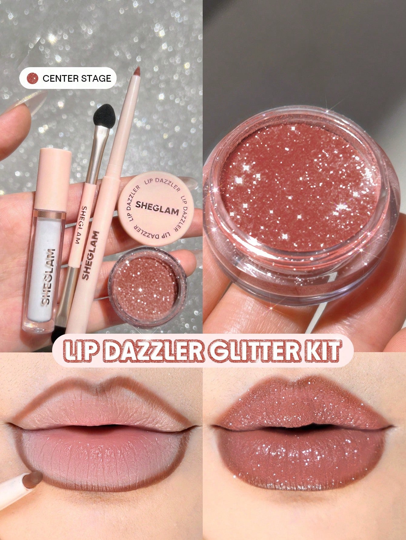 SHEGLAM Lip Dazzler Glitter Kit - Long-Lasting Non-Sticky Glitter Lip Gloss for a Dazzling Look - Perfect for Parties, Birthdays, and Winter Glam!