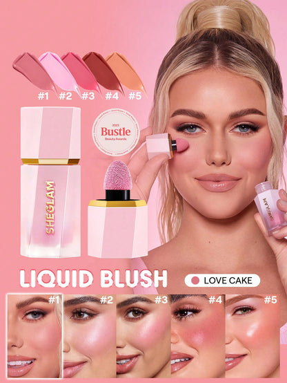 SHEGLAM Color Bloom Liquid Blush - Long Lasting Matte Gel Cream Blush in Love Cake - Highly Pigmented, Lightweight, Perfect for Winter and Y2K Fashion - Ideal Gift for Birthday and Christmas