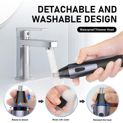 Rechargeable Waterproof Nose Hair Trimmer & Eyebrow Beard Groomer for Men