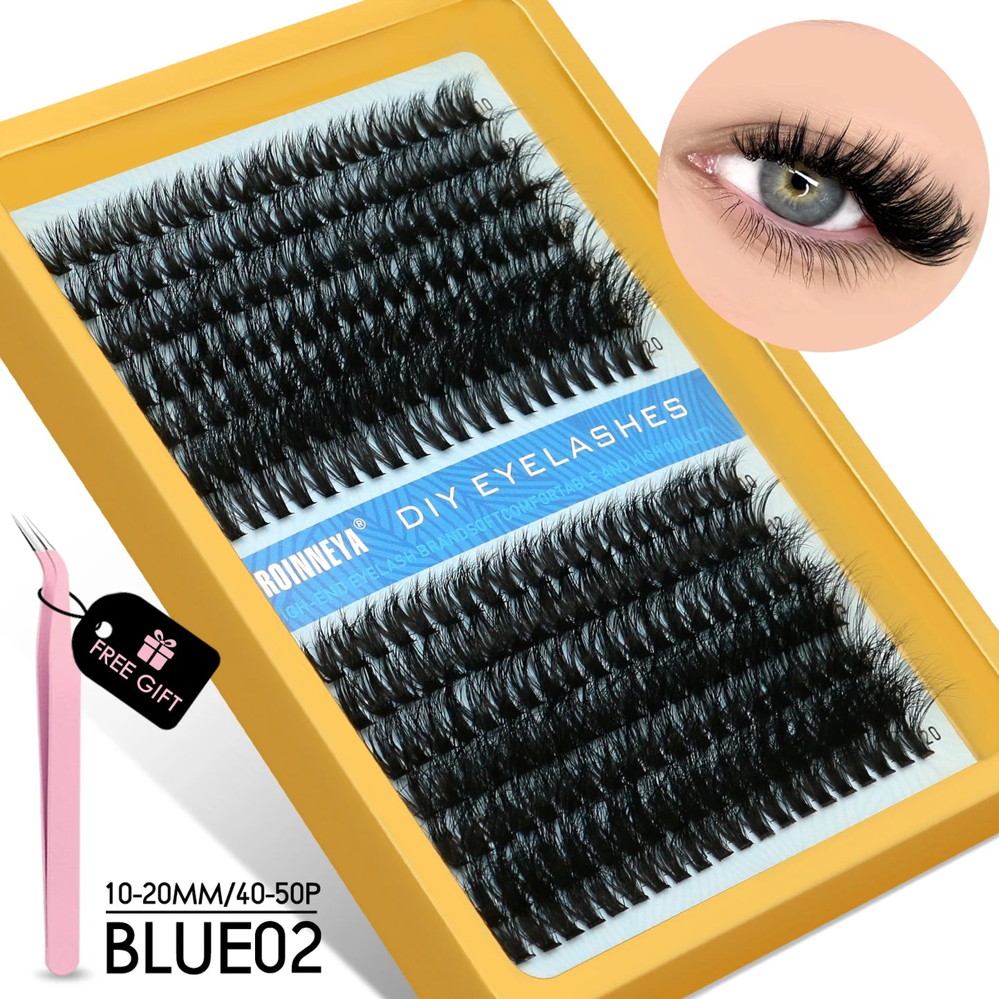 GROINNEYA 3D Faux Mink Cluster Lashes Kit - Achieve Stunning Volume with Wispy Eyelash Extensions