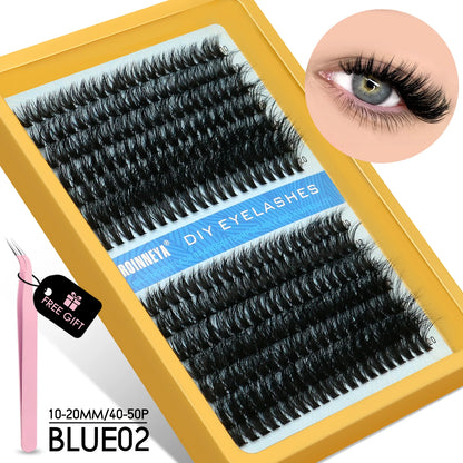 GROINNEYA 3D Faux Mink Cluster Lashes Kit - Achieve Stunning Volume with Wispy Eyelash Extensions