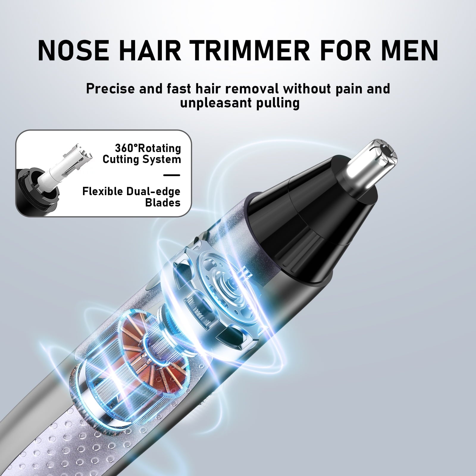 Rechargeable Waterproof Nose Hair Trimmer & Eyebrow Beard Groomer for Men