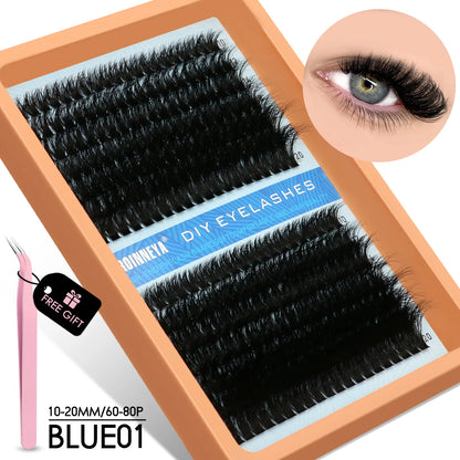GROINNEYA 3D Faux Mink Cluster Lashes Kit - Achieve Stunning Volume with Wispy Eyelash Extensions