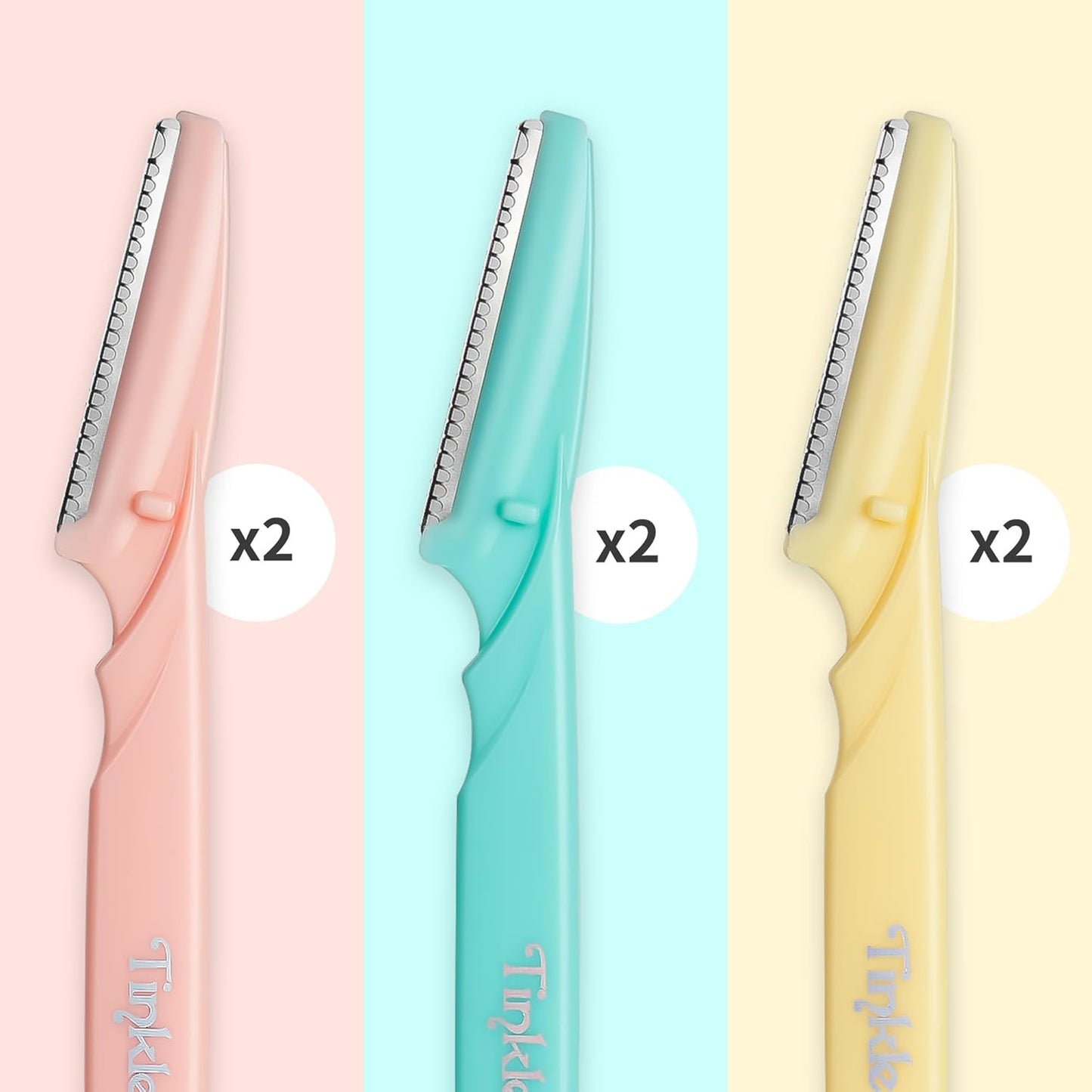 Tinkle Dermaplaning Tool 6-Pack - Effortless Peach Fuzz & Eyebrow Trimming for Women, Safe & Easy Gift Idea!