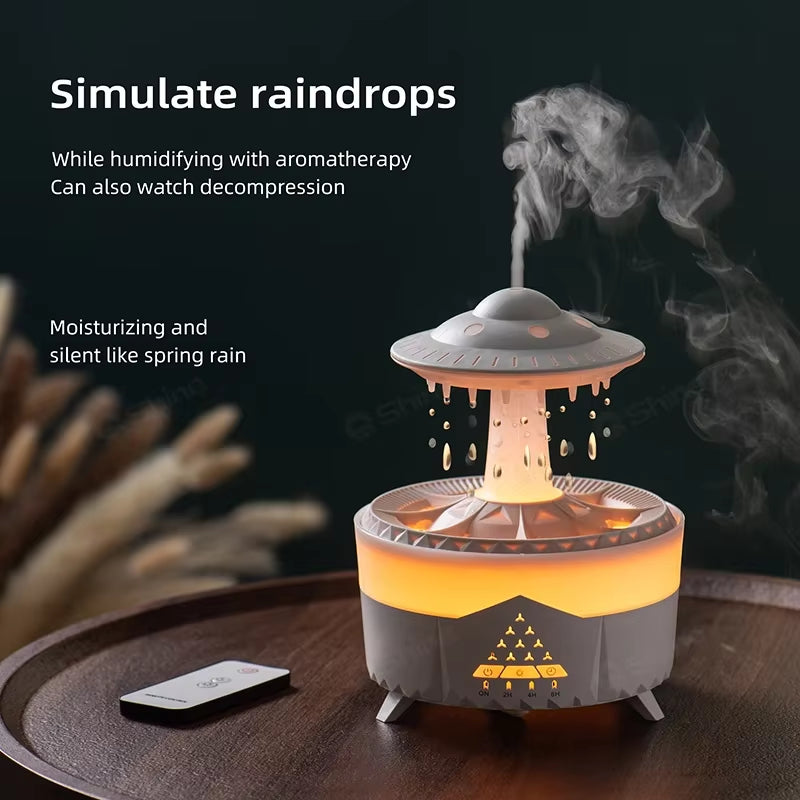 Rain Cloud Humidifier with Remote - Magical Raindrop Diffuser & Mushroom Air Humidifier with Soothing Rain Lamp