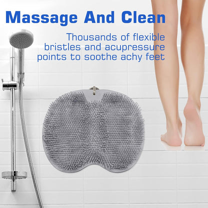 Ultimate Exfoliating Shower Foot Scrubber Mat with Suction Cups - Wall-Mounted Back Washer for All!