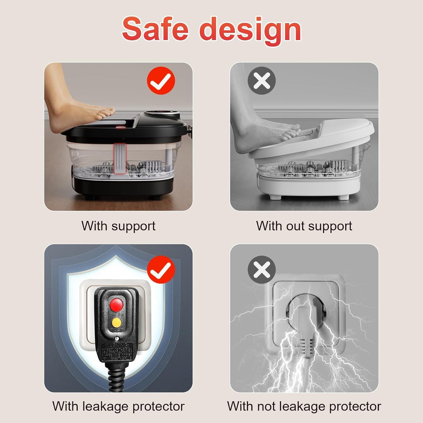 Ultimate Relaxation: Collapsible Foot Spa Bath with Heat, Massage, Temperature Control & Bubbles - Soothing Red Light (Black)