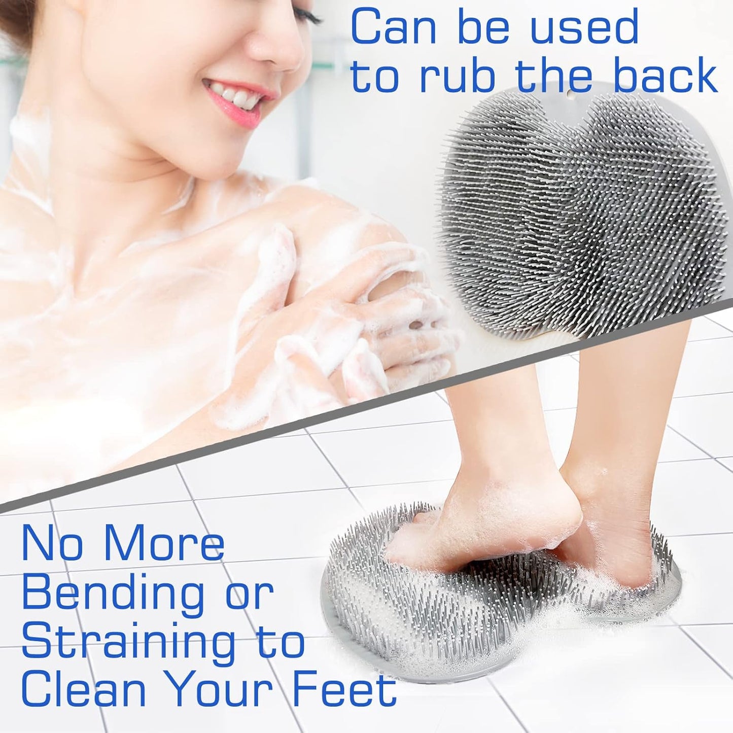 Ultimate Exfoliating Shower Foot Scrubber Mat with Suction Cups - Wall-Mounted Back Washer for All!