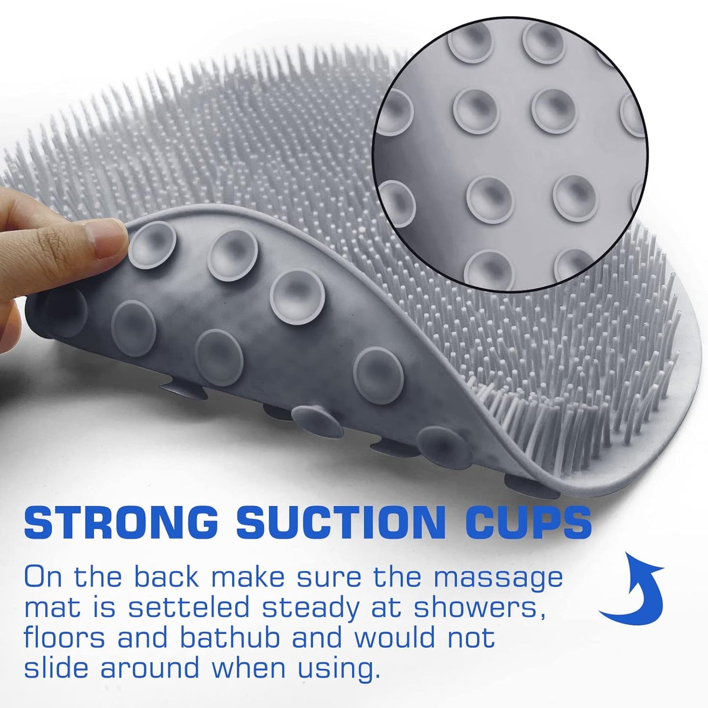 Ultimate Exfoliating Shower Foot Scrubber Mat with Suction Cups - Wall-Mounted Back Washer for All!