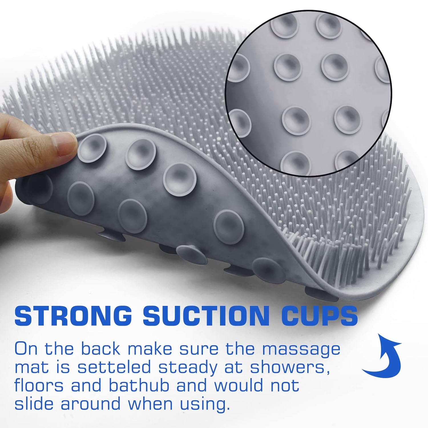 Ultimate Exfoliating Shower Foot Scrubber Mat with Suction Cups - Wall-Mounted Back Washer for All!