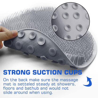 Ultimate Exfoliating Shower Foot Scrubber Mat with Suction Cups - Wall-Mounted Back Washer for All!