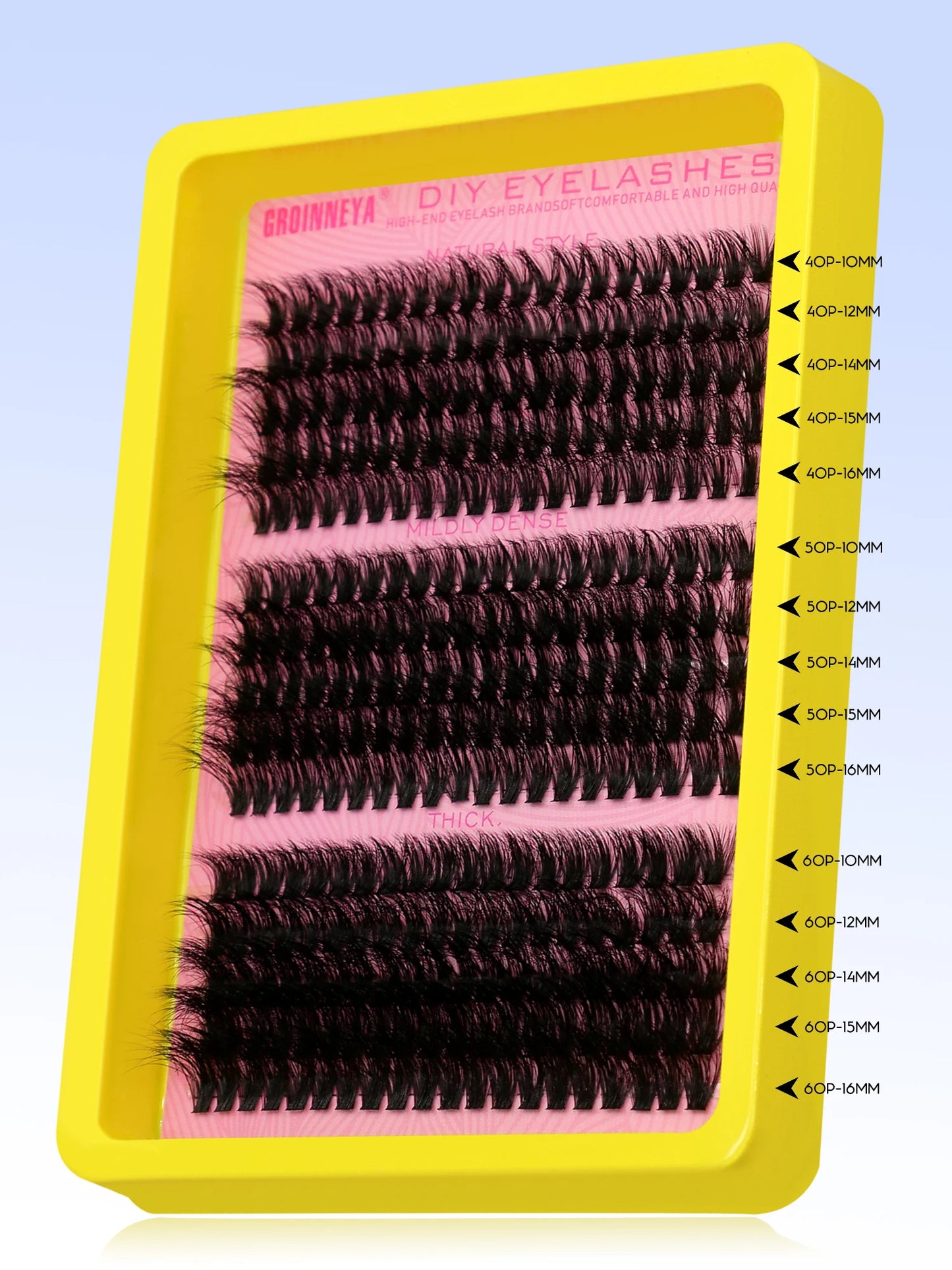 GROINNEYA 3D Faux Mink Cluster Lashes Kit - Achieve Stunning Volume with Wispy Eyelash Extensions