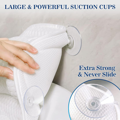 Ultimate Luxury Bath Pillow - Soft 4D Mesh with Non-Slip Suction Cups for Neck & Back Support - Ideal Spa Gift for Relaxation