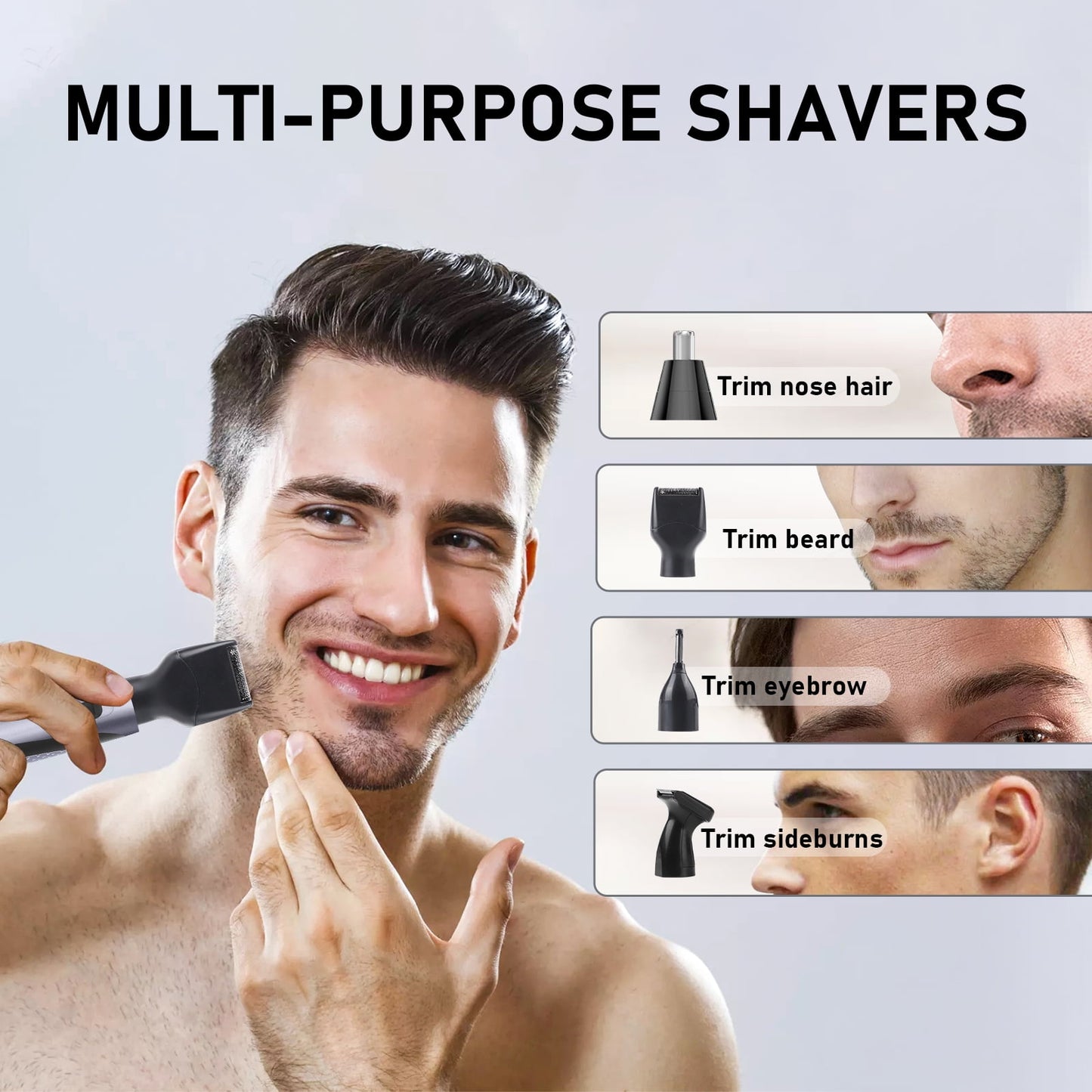 Rechargeable Waterproof Nose Hair Trimmer & Eyebrow Beard Groomer for Men