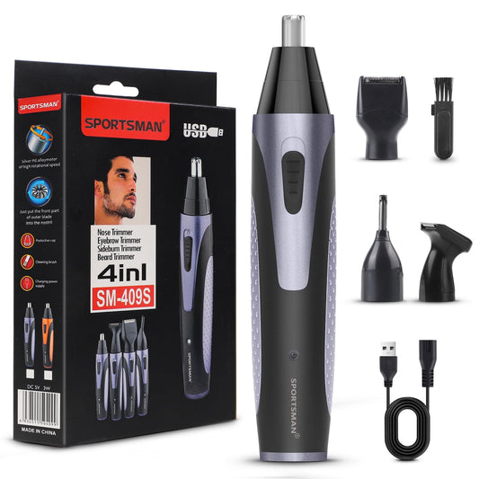 Rechargeable Waterproof Nose Hair Trimmer & Eyebrow Beard Groomer for Men