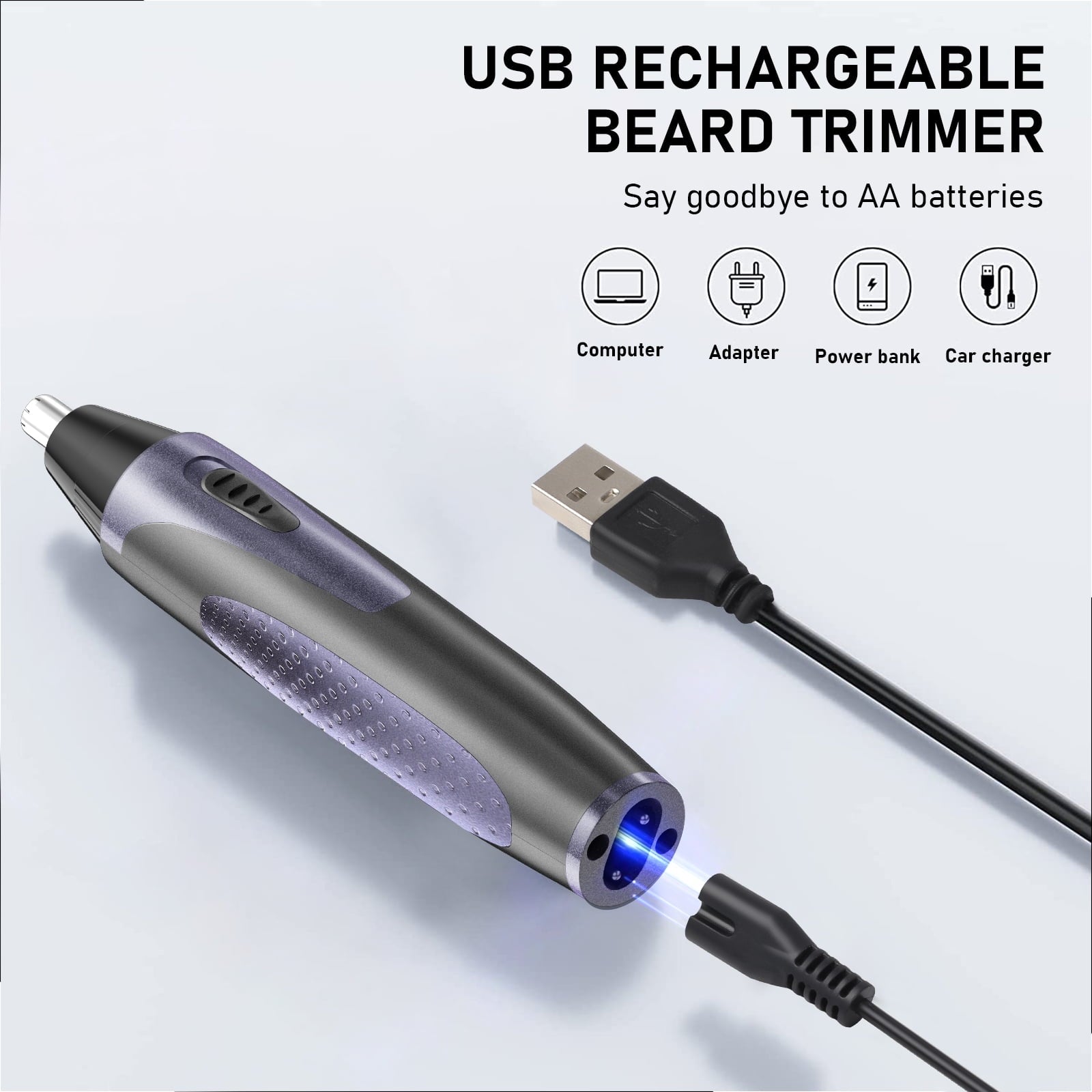 Rechargeable Waterproof Nose Hair Trimmer & Eyebrow Beard Groomer for Men