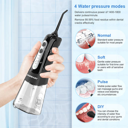 Portable Waterproof Oral Irrigator & Teeth Whitening Water Flosser - 300ML Dental Water Jet Cleaner