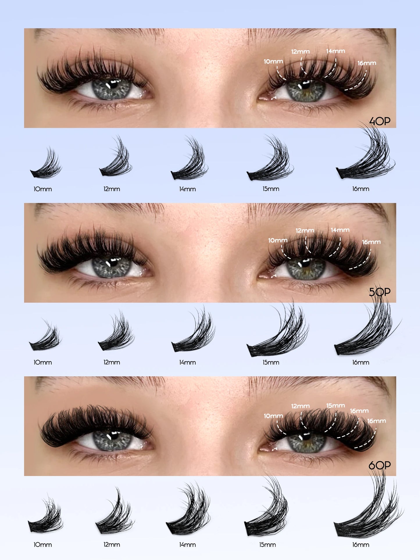 GROINNEYA 3D Faux Mink Cluster Lashes Kit - Achieve Stunning Volume with Wispy Eyelash Extensions
