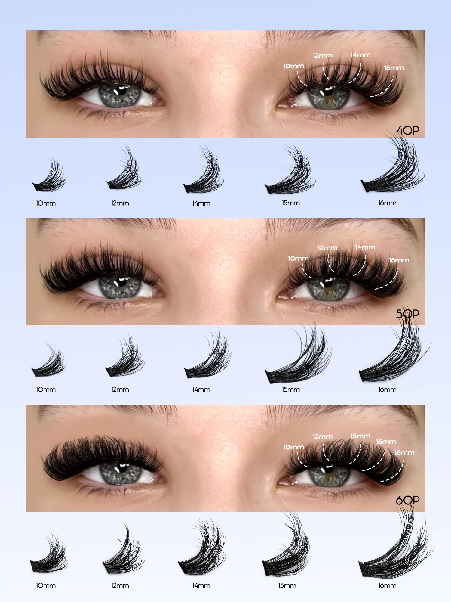 GROINNEYA 3D Faux Mink Cluster Lashes Kit - Achieve Stunning Volume with Wispy Eyelash Extensions