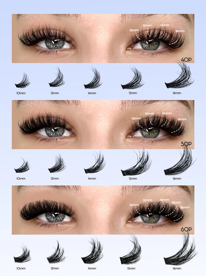 GROINNEYA 3D Faux Mink Cluster Lashes Kit - Achieve Stunning Volume with Wispy Eyelash Extensions