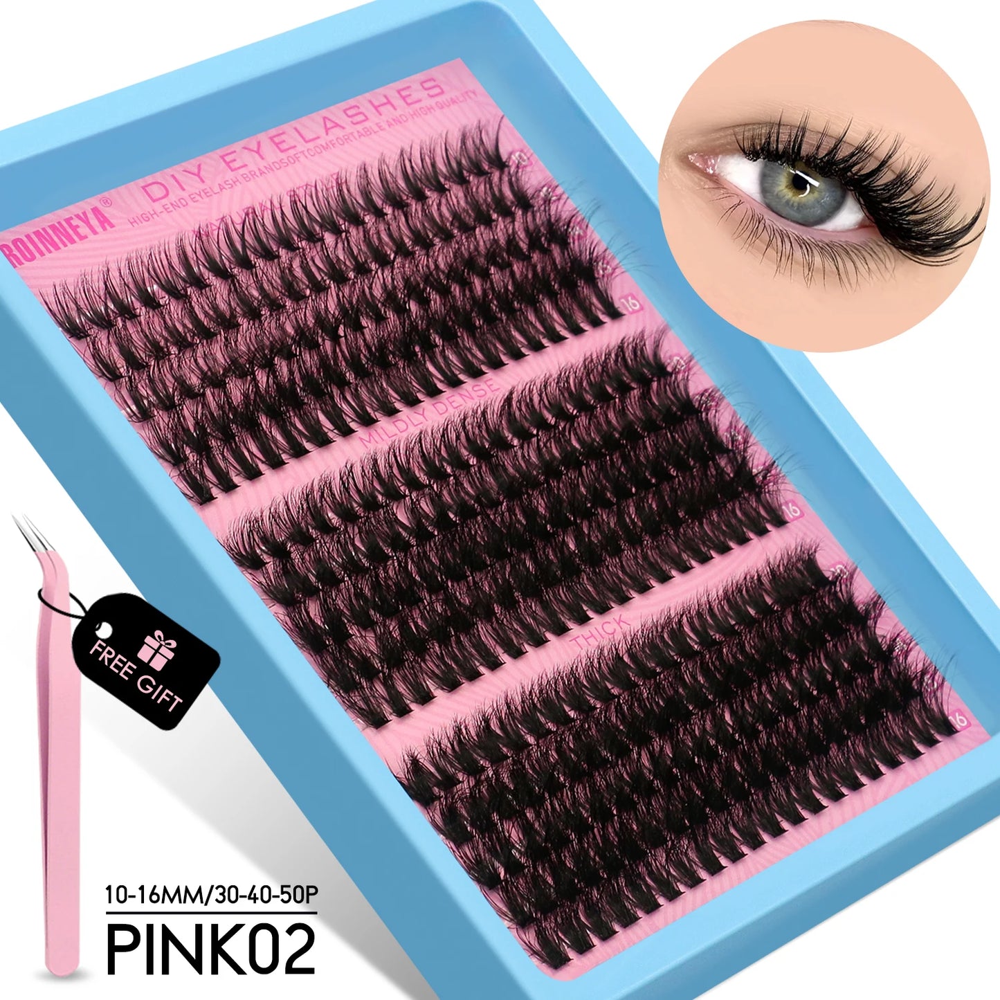 GROINNEYA 3D Faux Mink Cluster Lashes Kit - Achieve Stunning Volume with Wispy Eyelash Extensions