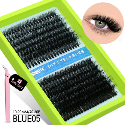 GROINNEYA 3D Faux Mink Cluster Lashes Kit - Achieve Stunning Volume with Wispy Eyelash Extensions